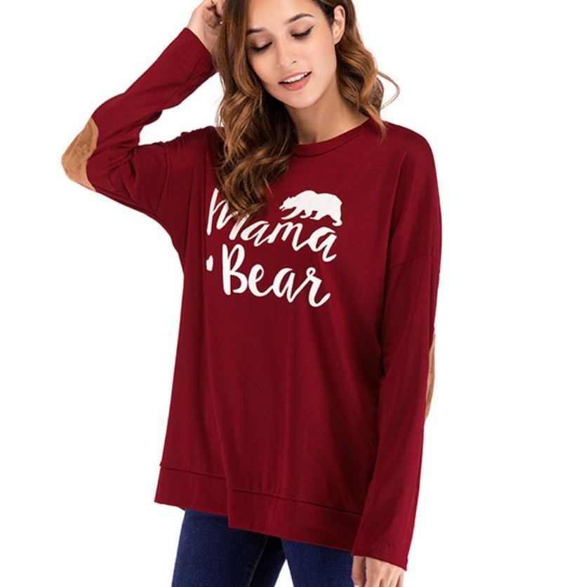 Stay comfy & stylish with this Mama Bear maternity top! A must-have for expecting & new mums, featuring soft fabric, elbow patches & a relaxed fit.