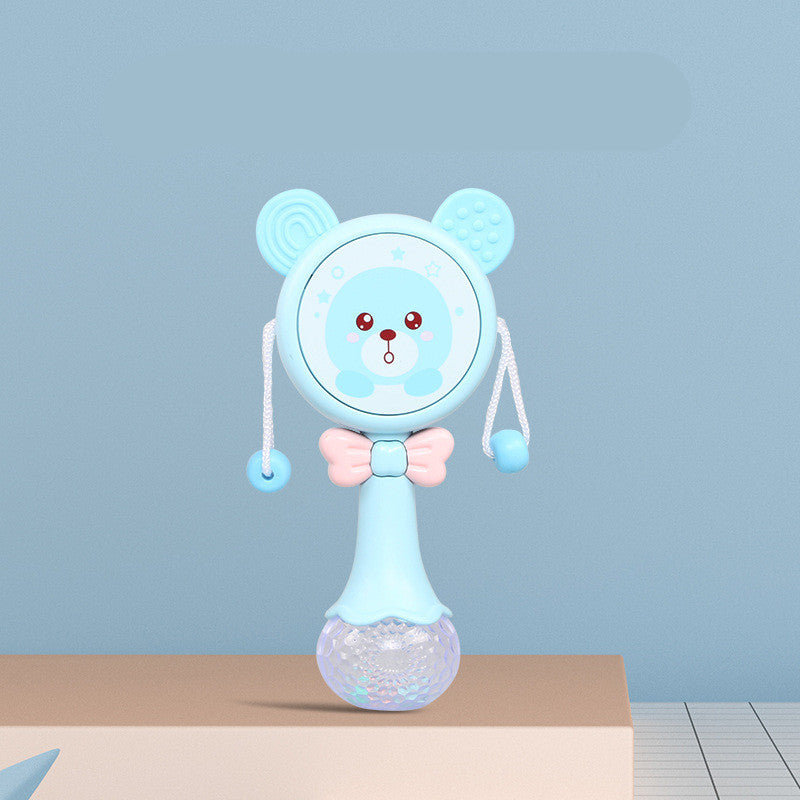 The perfect 2-in-1 baby rattle and teething toy! Engages little ones with music, soft silicone teething relief, and interactive play. Available in blue & pink.