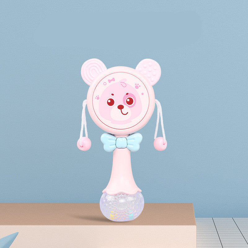 The perfect 2-in-1 baby rattle and teething toy! Engages little ones with music, soft silicone teething relief, and interactive play. Available in blue & pink.