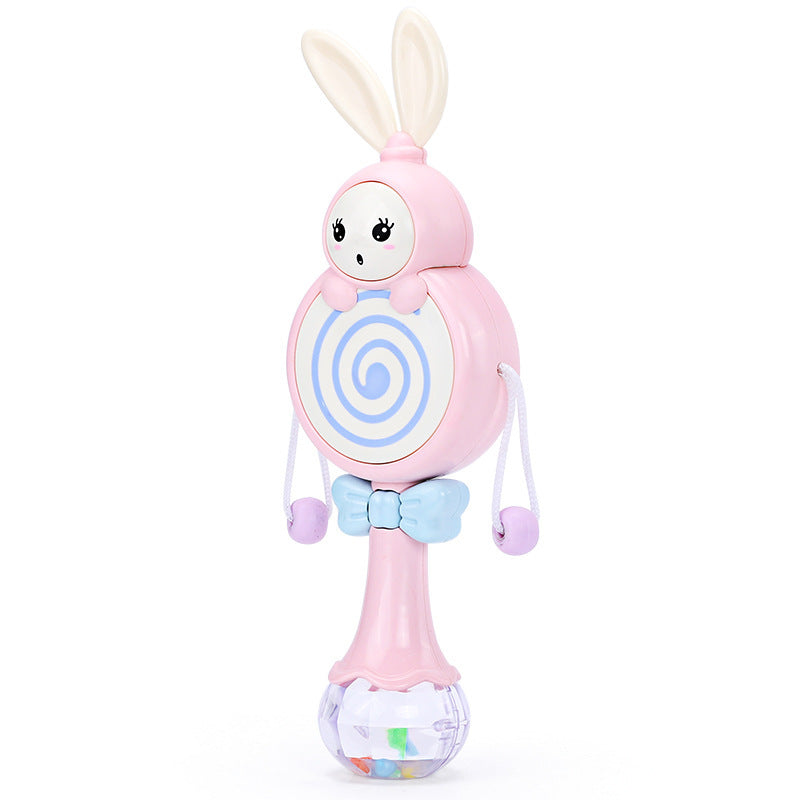 The perfect 2-in-1 baby rattle and teething toy! Engages little ones with music, soft silicone teething relief, and interactive play. Available in blue & pink.