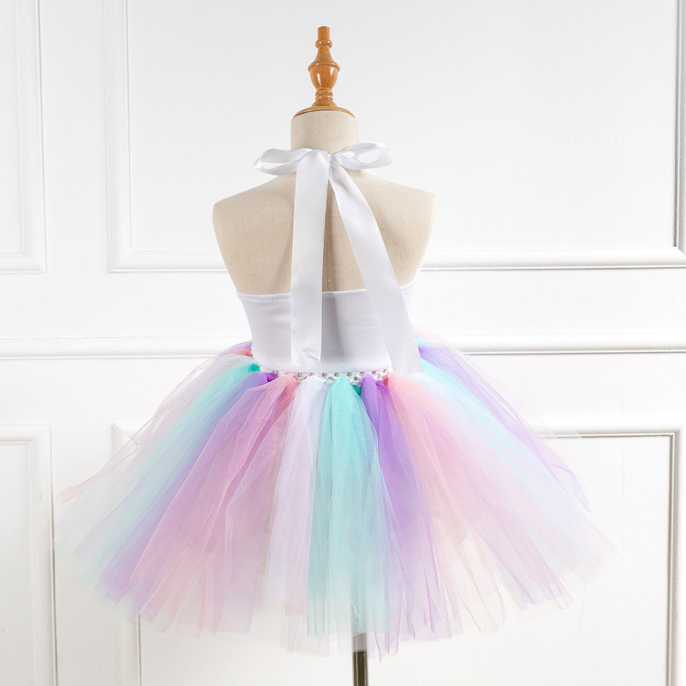 Add a touch of magic to your little one's wardrobe with this stunning unicorn tutu dress! Featuring a sequin bodice, pastel tulle, and floral appliqués – perfect for birthdays and special occasions.
