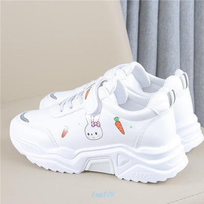 Step into cuteness with our Adorable Bunny Sneakers! Breathable PU material, cushioned support, and a playful bunny print make them perfect for active kids.
