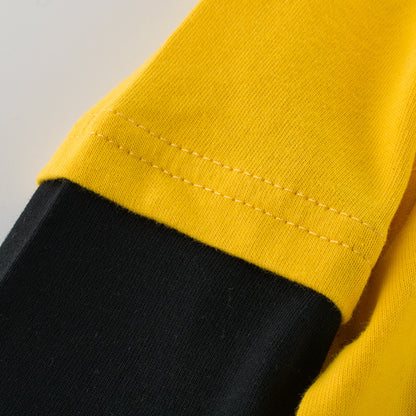 Elevate your little one’s wardrobe with this bold, soft cotton Dino Explorer Long-Sleeve Tee! Featuring a fun dinosaur print, breathable fabric, and contrast sleeves. Perfect for everyday wear!