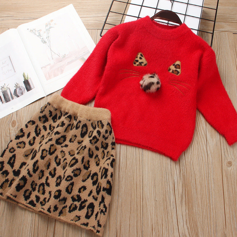 Dress your little one in luxury with our cozy Leopard Knitted Sweater & Skirt Set. A high-end, fashion-forward toddler outfit perfect for autumn & winter.