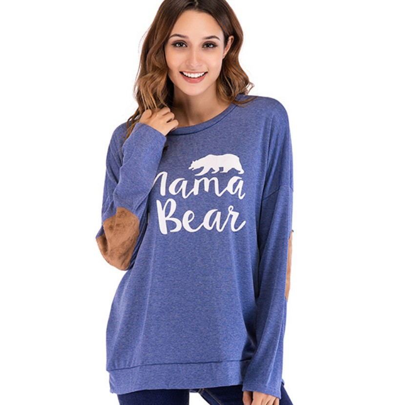 Stay comfy & stylish with this Mama Bear maternity top! A must-have for expecting & new mums, featuring soft fabric, elbow patches & a relaxed fit.