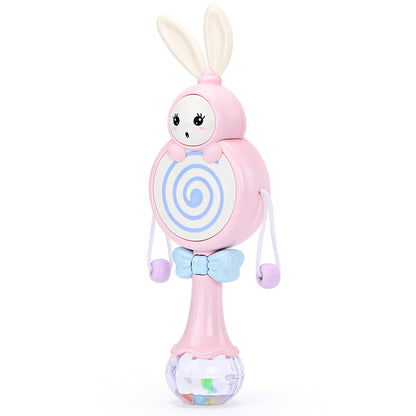 The perfect 2-in-1 baby rattle and teething toy! Engages little ones with music, soft silicone teething relief, and interactive play. Available in blue & pink.